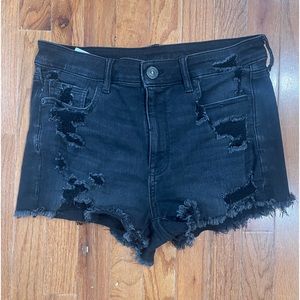 American Eagle Black, Destroyed , Size 12, High Waist Women’s Jean Shorts